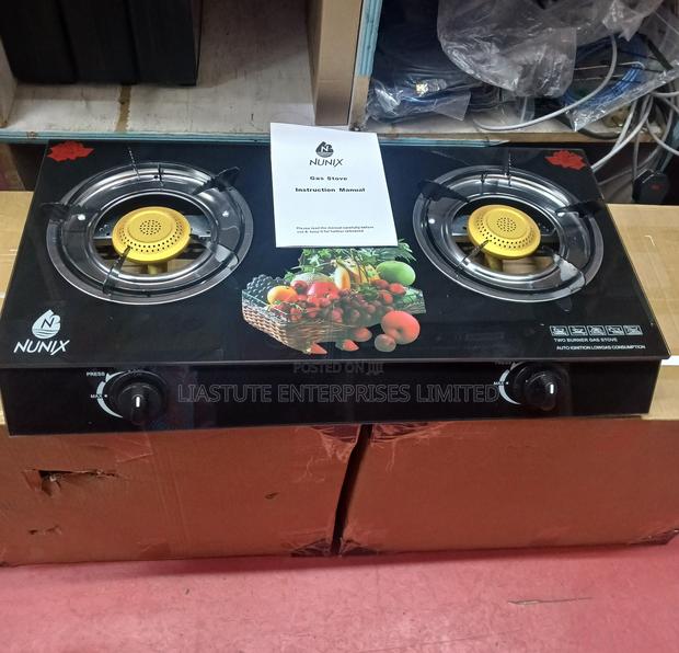 Nunix Glass Top 2-Burner Gas Stove – Elegant Tabletop Design - main view