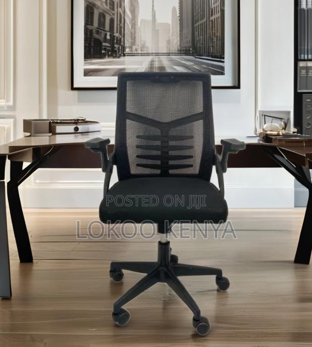 Office Chair : Mid Back Ergonomic Task Chair (Black) - thumbnail 2