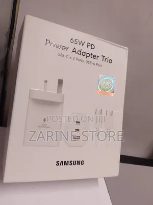 65w Samsung Power Adapter Trio With 2 Usb-C Usb-a Ports Fast Charge