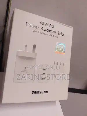 65w Samsung Power Adapter Trio With 2 Usb-C Usb-a Ports Fast Charge