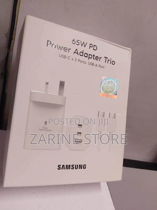 65w Samsung Power Adapter Trio With 2 Usb-C Usb-a Ports Fast Charge - thumbnail 2