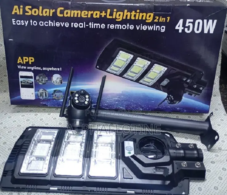 2 in 1 Led 450watts Solar Street Light With PTZ 4g CCTV Solar Camera