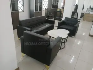 5-Seater Luxury Black Leather Sofa Set