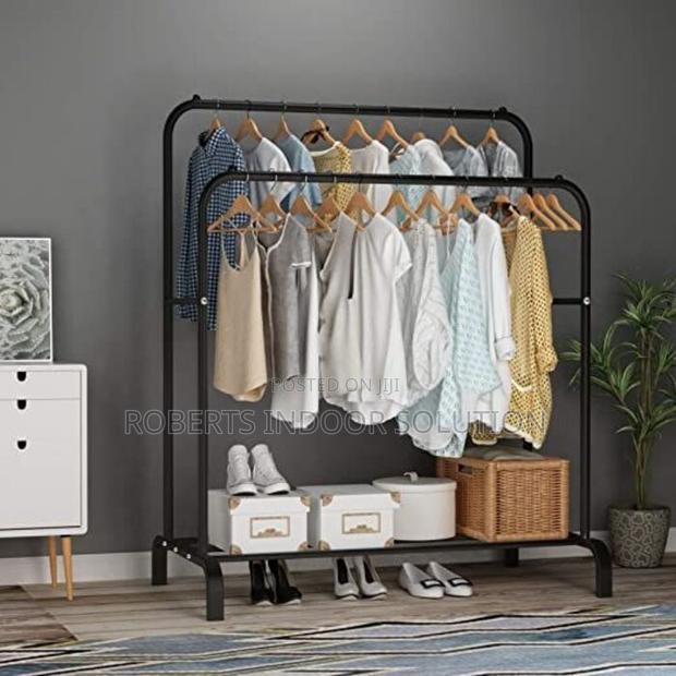 Double Layer Garment Rack With Wheels