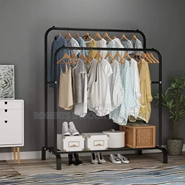 Double Layer Garment Rack With Wheels