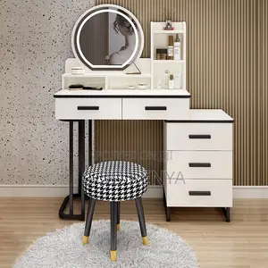Home Dressing Set; Modern Glam Makeup Table With Led Mirror