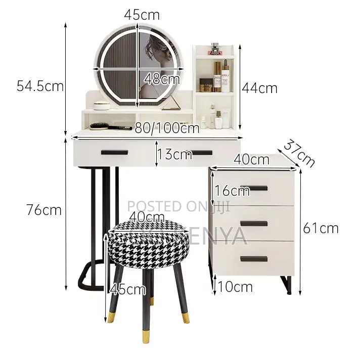 Home Dressing Set; Modern Glam Makeup Table With Led Mirror