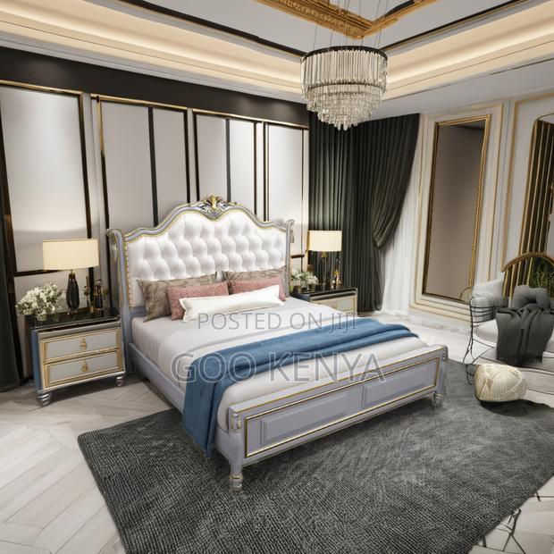 Home Bed; Solid Mahogany King Bed With Leather Head - thumbnail 7