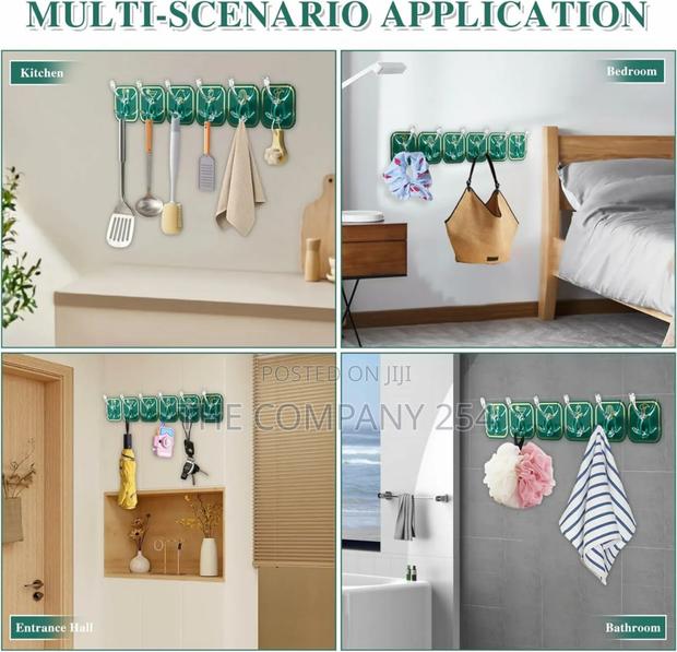 *Wall-Mounted 6 Row Sticky Hook, Home Storage Tools, Wwall Hanger - thumbnail 4