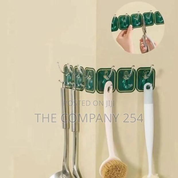 *Wall-Mounted 6 Row Sticky Hook, Home Storage Tools, Wwall Hanger - thumbnail 5