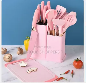 19pcs Heat Resistant Silicone Cooking Kitchen Spoon Set With Knives