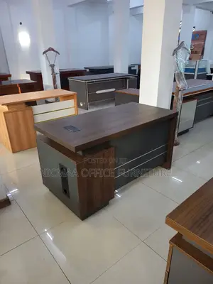 Dark Wood Finish With Built-in Power Access Desk