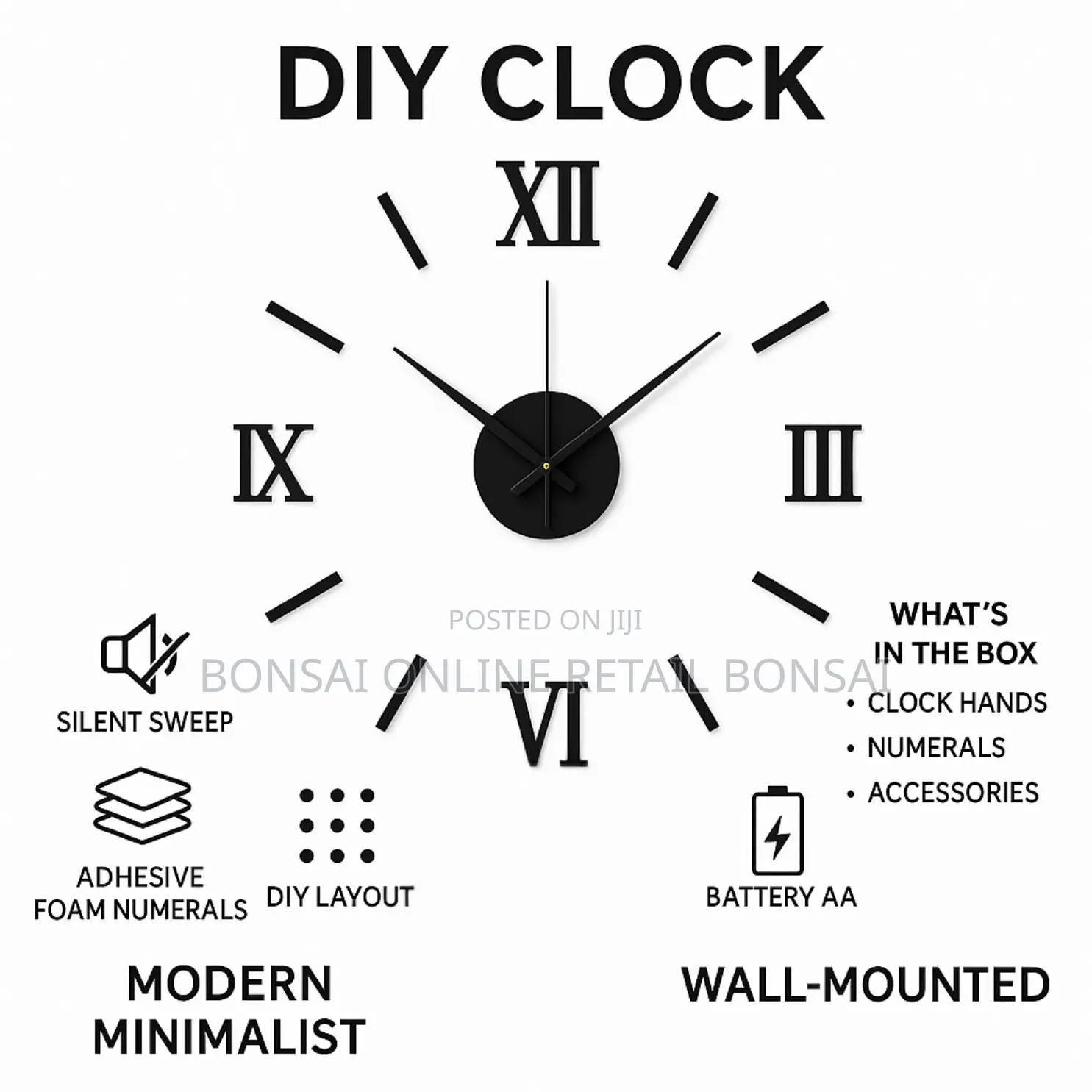Diy Roman Acrylic Wall Clock Silent Sticker Clock for Home Decor