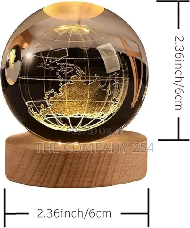 *3d Earth Crystal Led Ball Night Lamp Warm Light Compact Crystal Earth - thumbnail 3