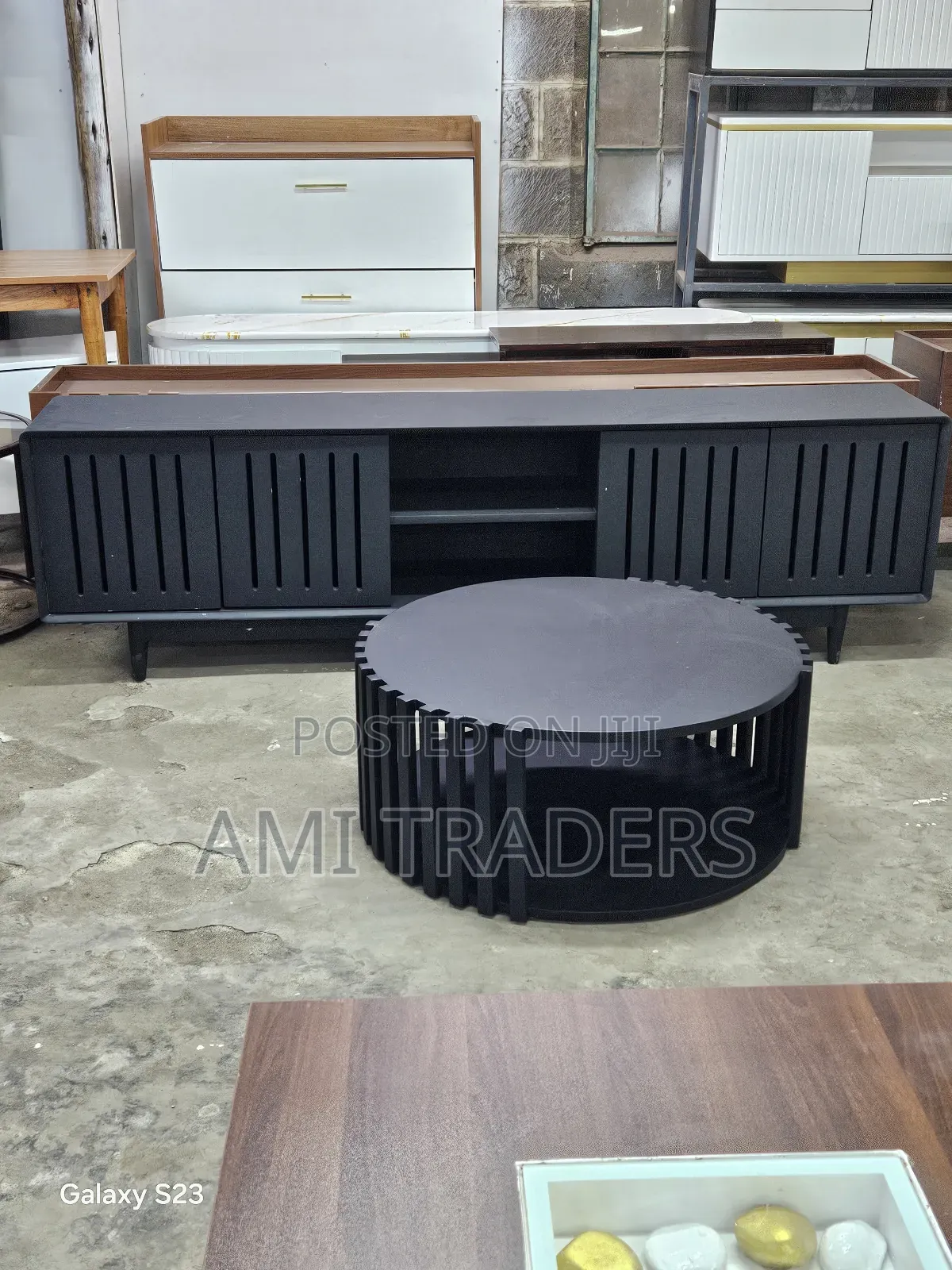 Black Perforated Tv Stand Table