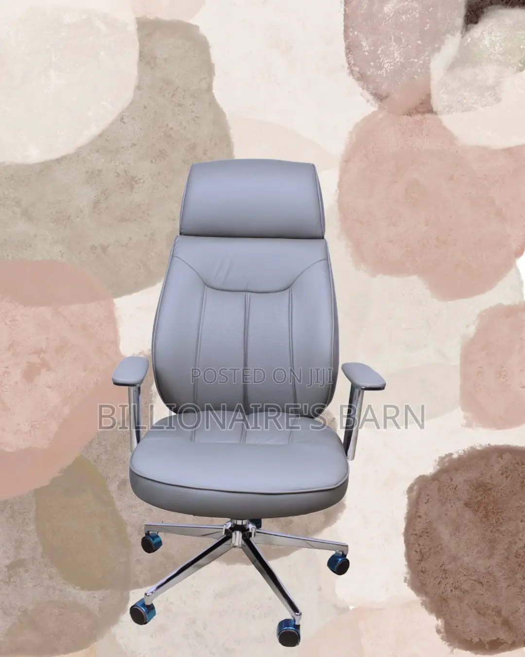 Grey Executive Leather Office Chair (Quiet-Roll) — Fast Seller