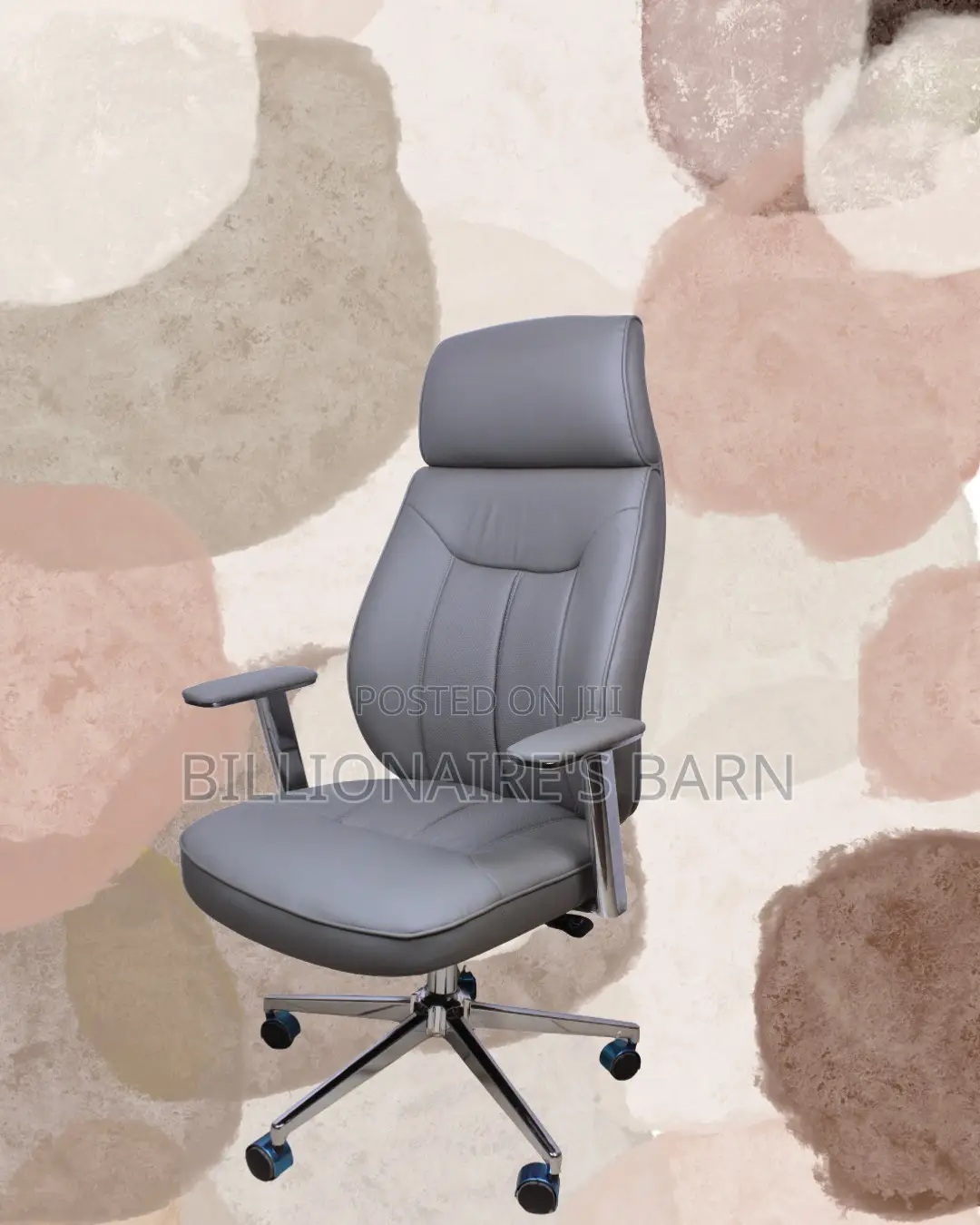 Grey Executive Leather Office Chair (Quiet-Roll) — Fast Seller