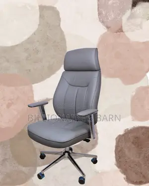 Grey Executive Leather Office Chair (Quiet-Roll) — Fast Seller