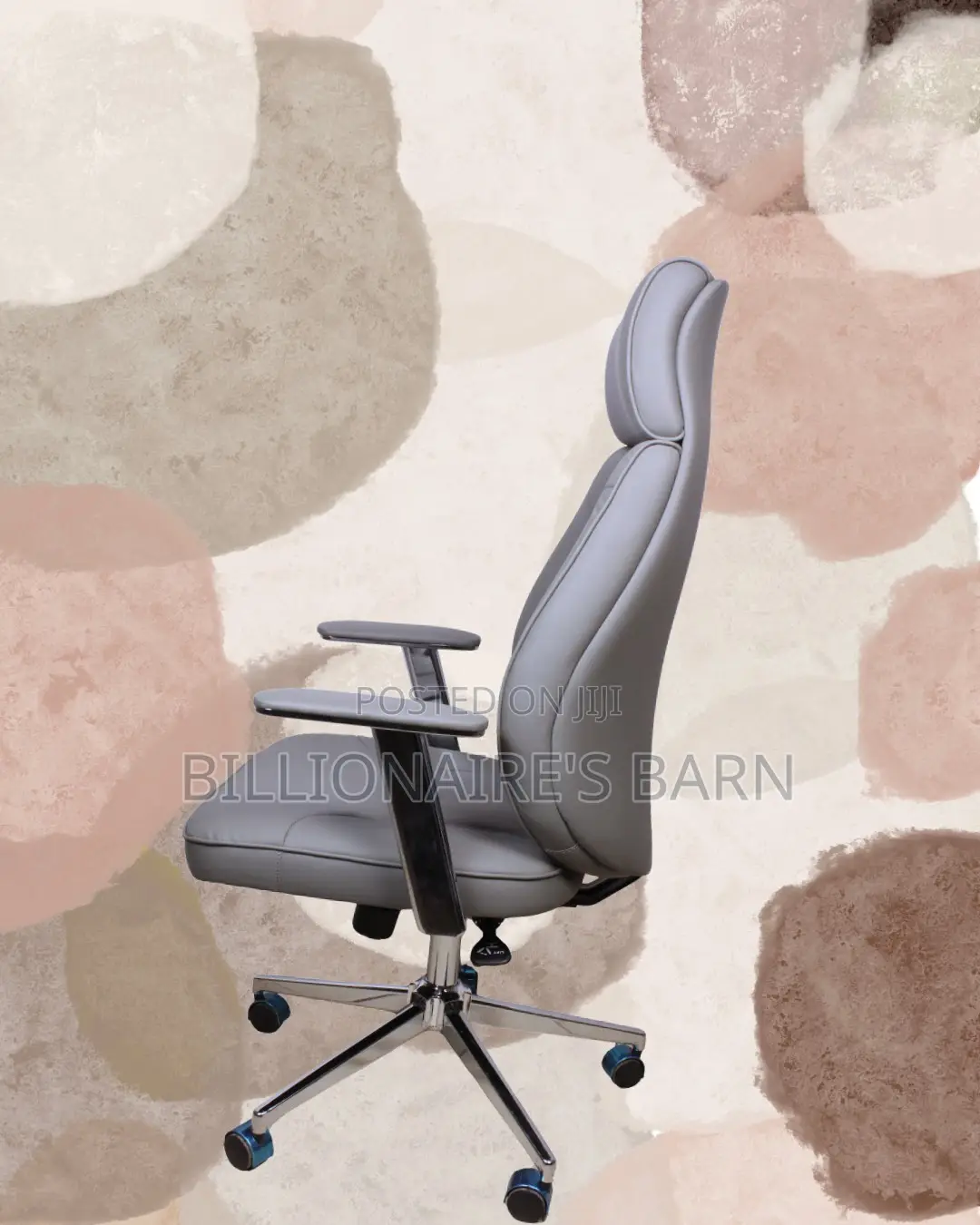 Grey Executive Leather Office Chair (Quiet-Roll) — Fast Seller