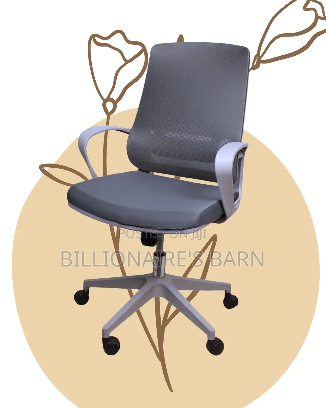 Grey Ergonomic Mesh Office Chair (Quiet-Roll) — Moving Fast