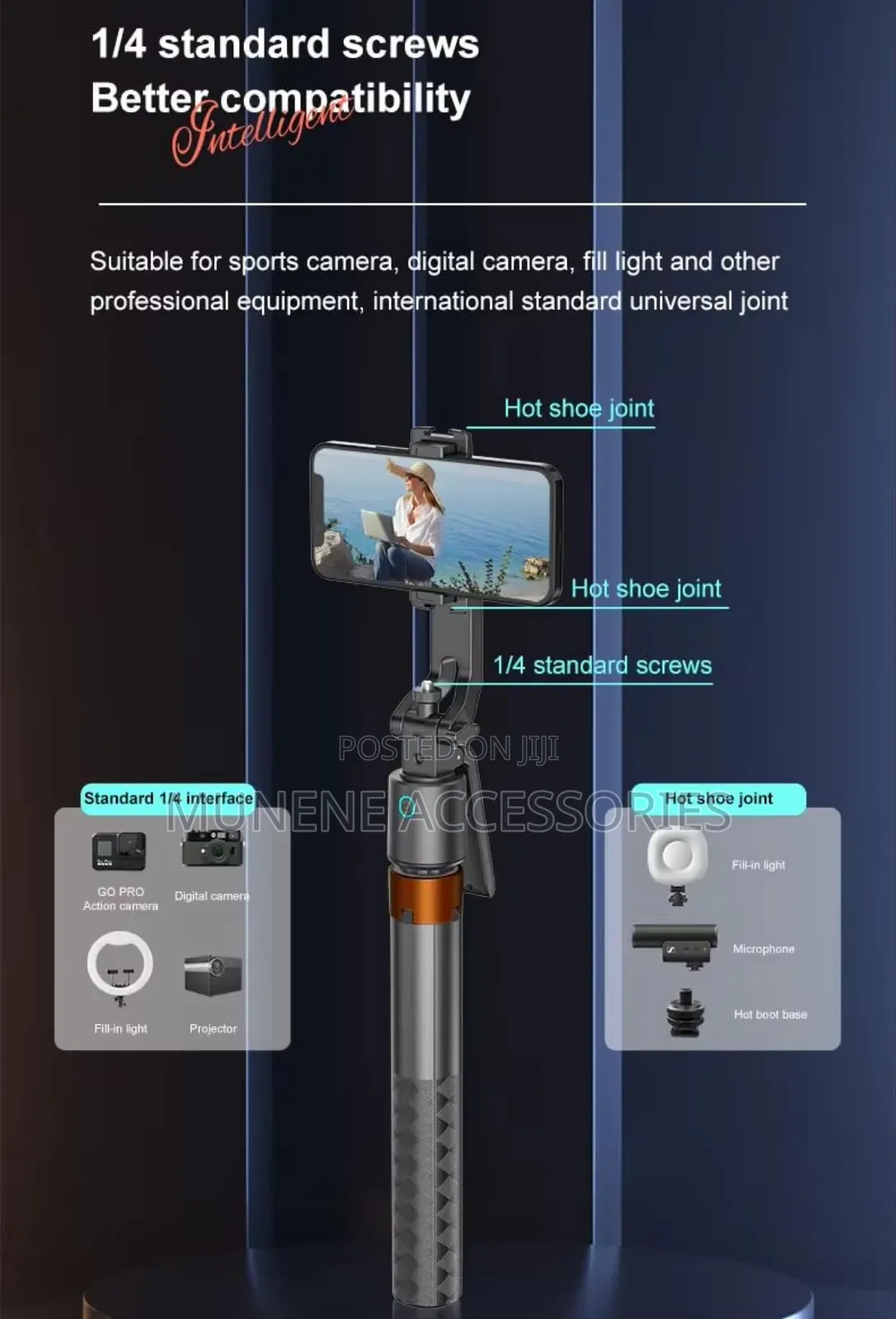Q13 Ai Face Tracking Seflie Stick Tripod 1.8m Stand With Bt Shutter