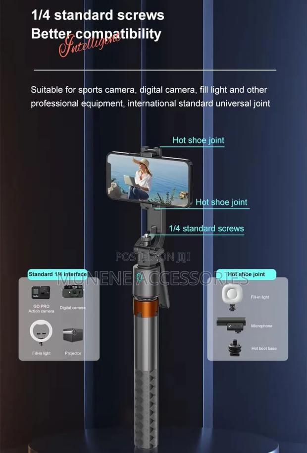 Q13 Ai Face Tracking Seflie Stick Tripod 1.8m Stand With Bt Shutter - thumbnail 4