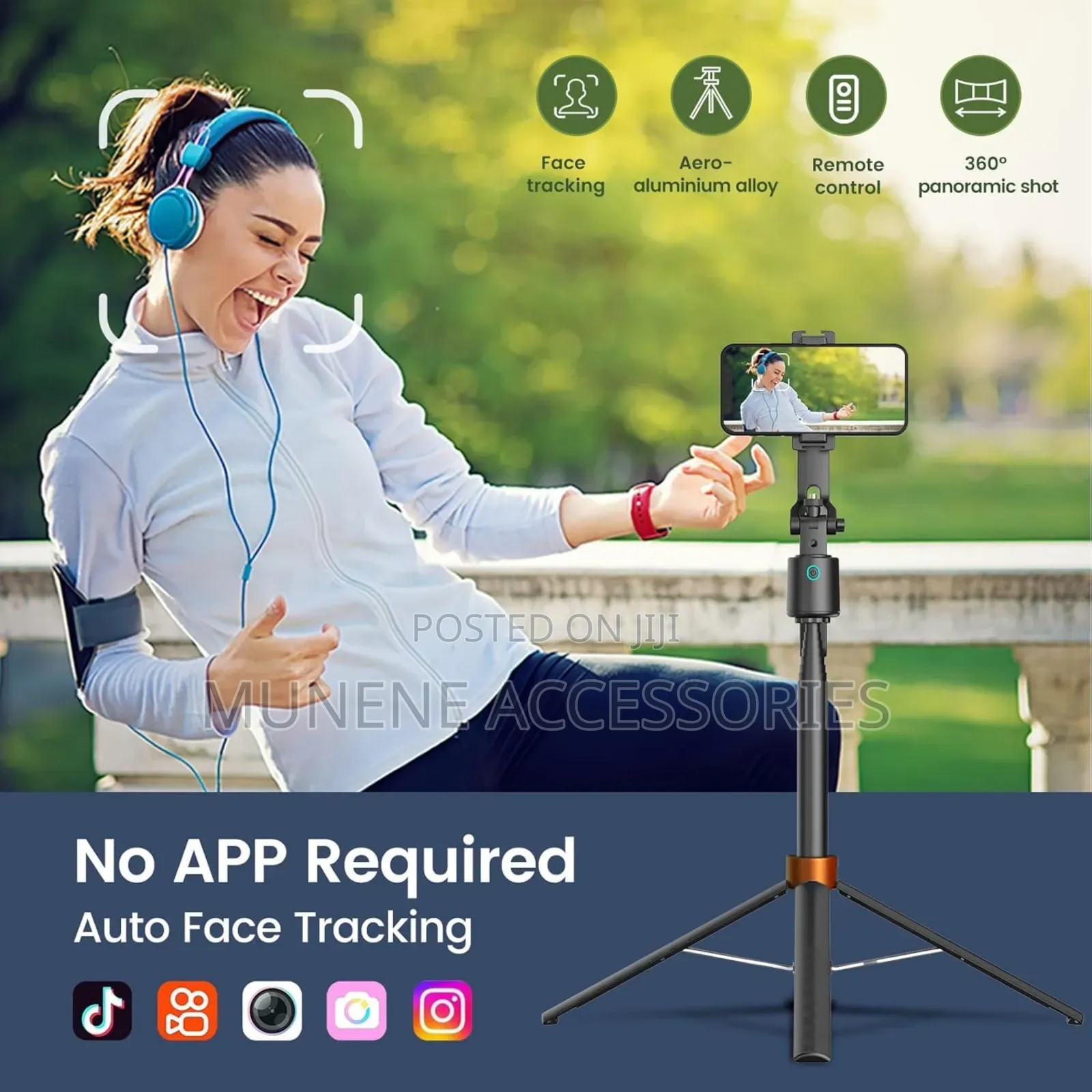 Q13 Ai Face Tracking Seflie Stick Tripod 1.8m Stand With Bt Shutter