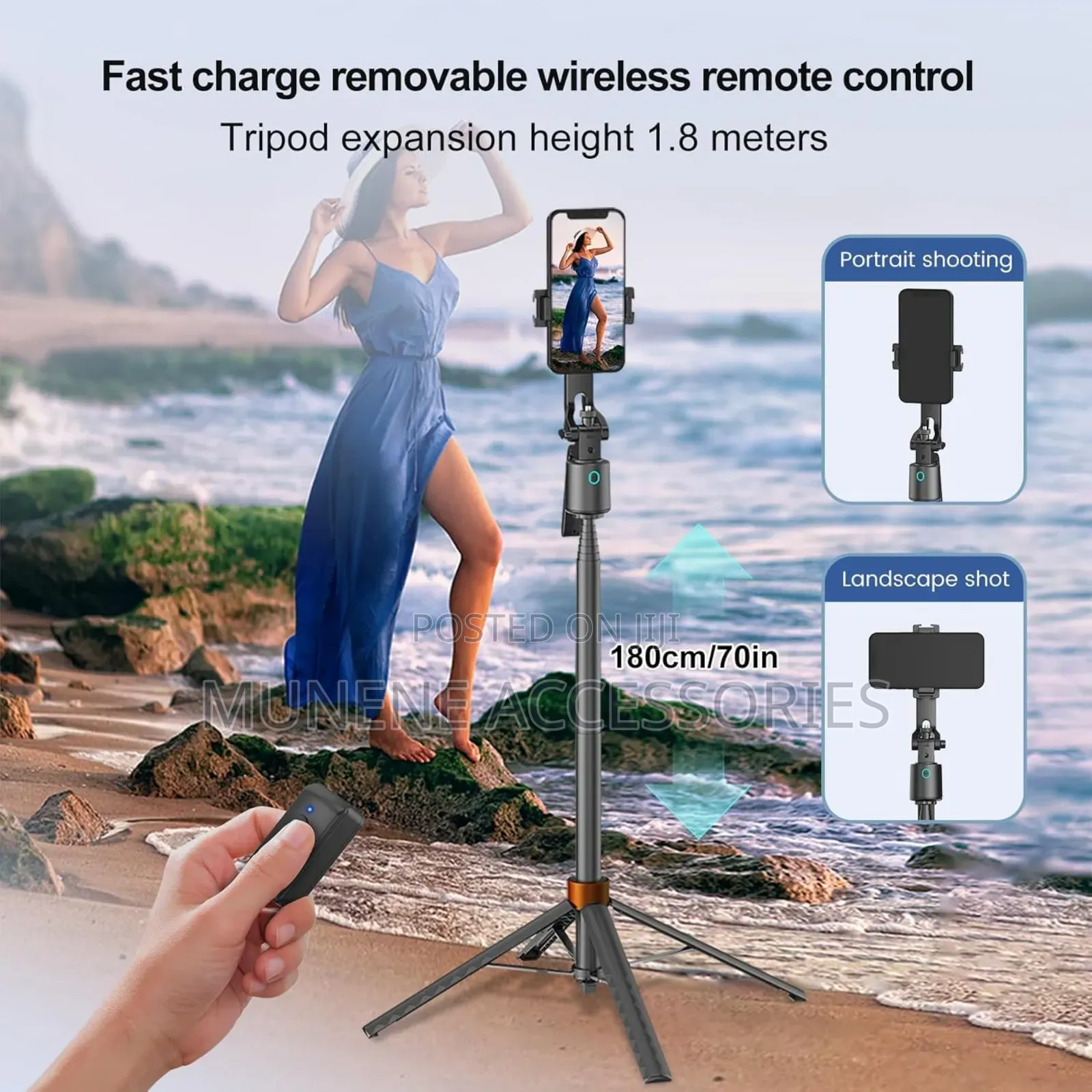 Q13 Ai Face Tracking Seflie Stick Tripod 1.8m Stand With Bt Shutter