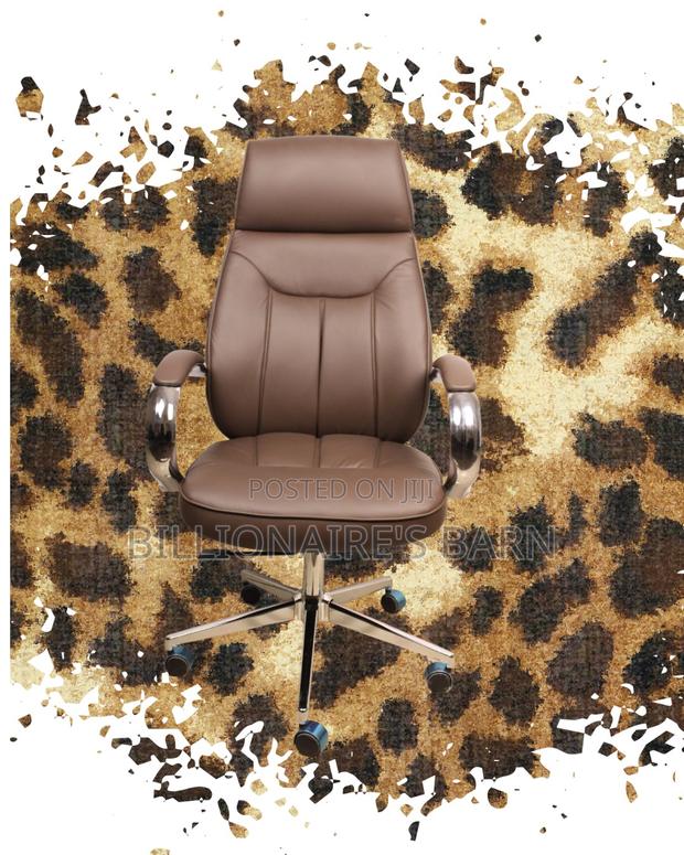 Brown Executive Leather Office Chair (Quiet-Roll) — Restocked! - thumbnail 2