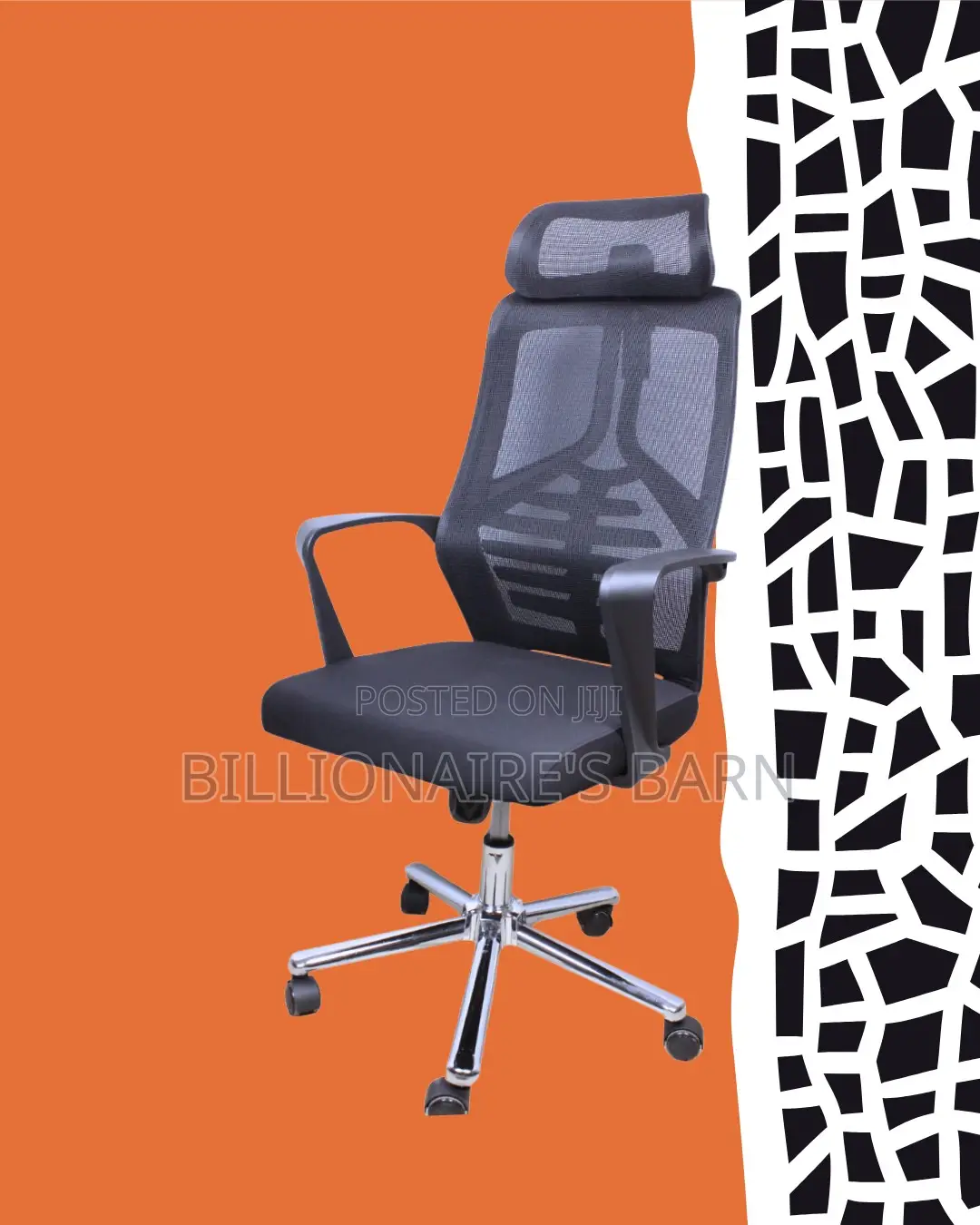 Quiet-roll High Back Mesh Office Chair — Relieves Lower Back Pressure