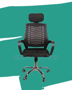 Sleek Secretarial Mesh Chair | Headrest Support