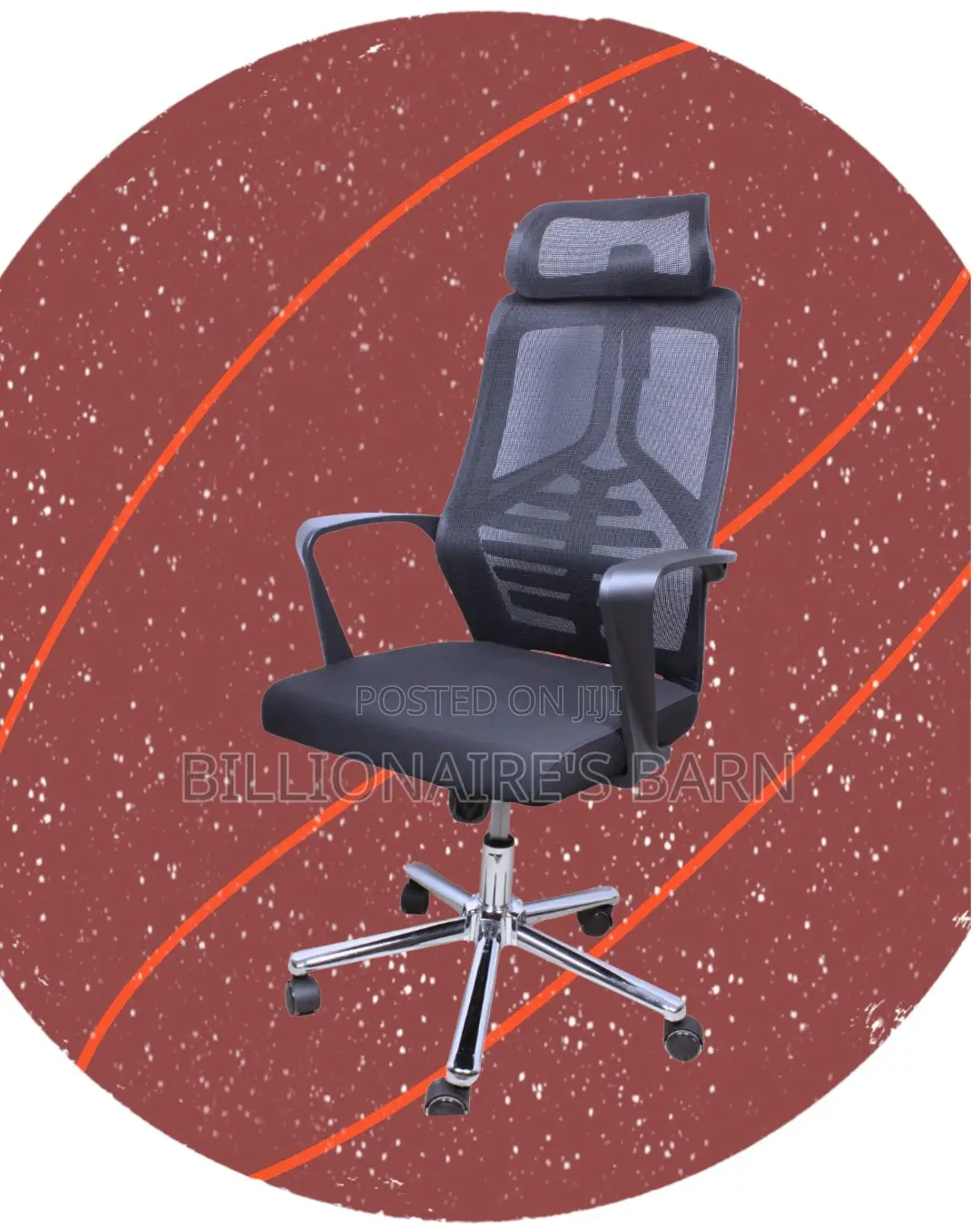 Sleek High Back Mesh Office Chair — Strong Stable Base