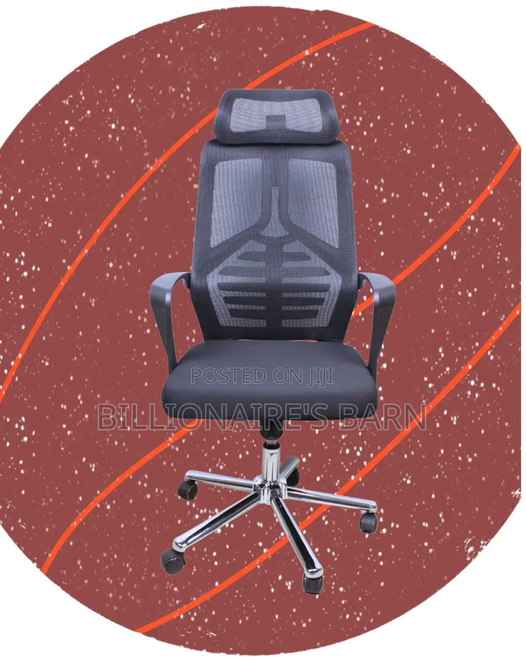 Sleek High Back Mesh Office Chair — Strong Stable Base