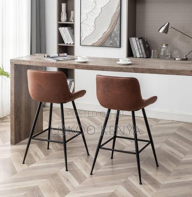 Barstool : Non-Adjustable Leather Kitchen Stool - thumbnail 5