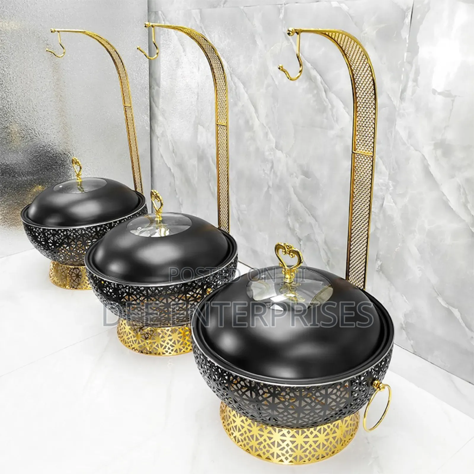 Black Stainless Steel Chaffing Dish With Hanging Lid