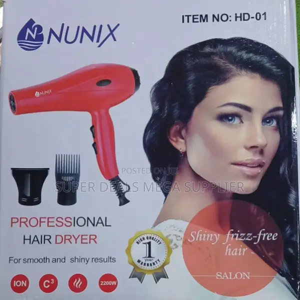 Nunix Hd01 Red Blow Dryer Perfect for Smooth and Shiny Finishes