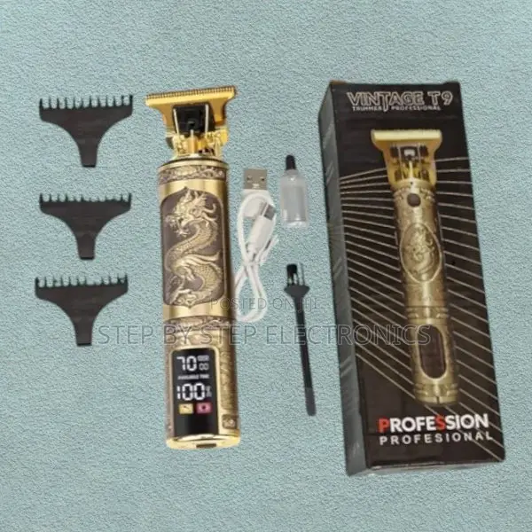 Metalllic T9 Dragon Electric Hair Clipper Beard Trimmer With Led