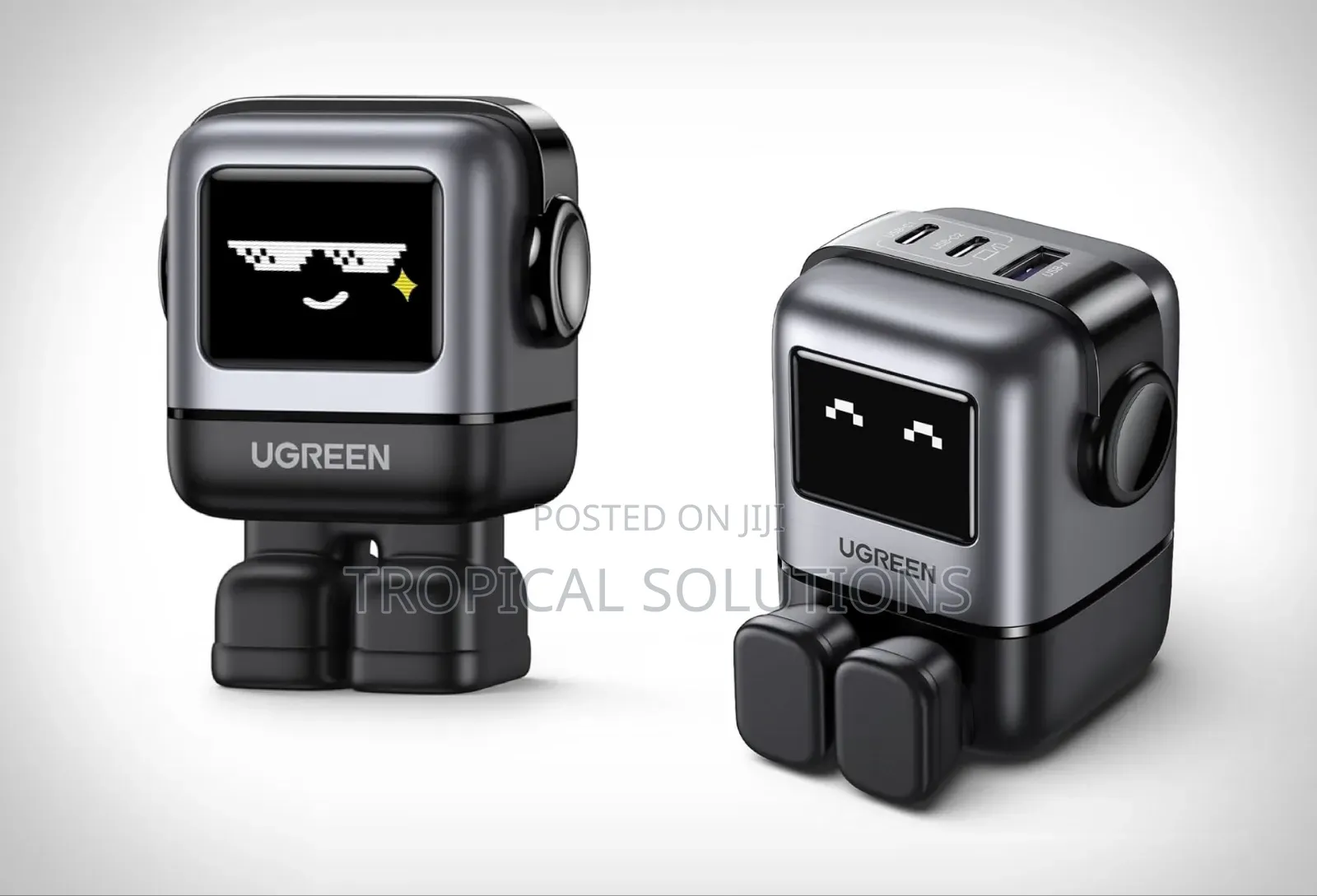 Ugreen Uno Robot 65w 3-Port Fast Charger Uk Grey -Cd361