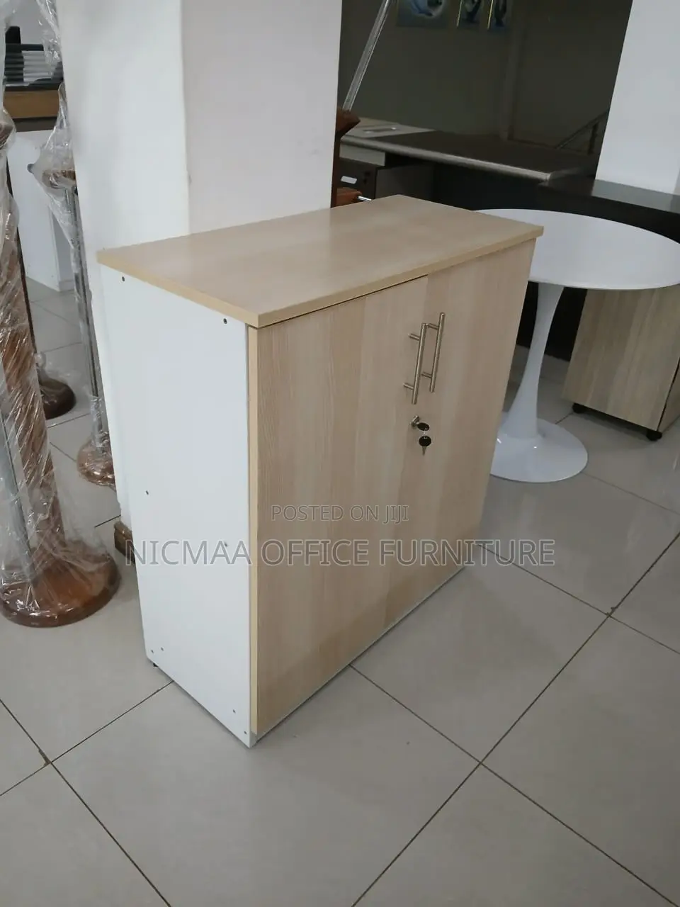 Two-Tone Finish Modern Lockable Storage Cabinet