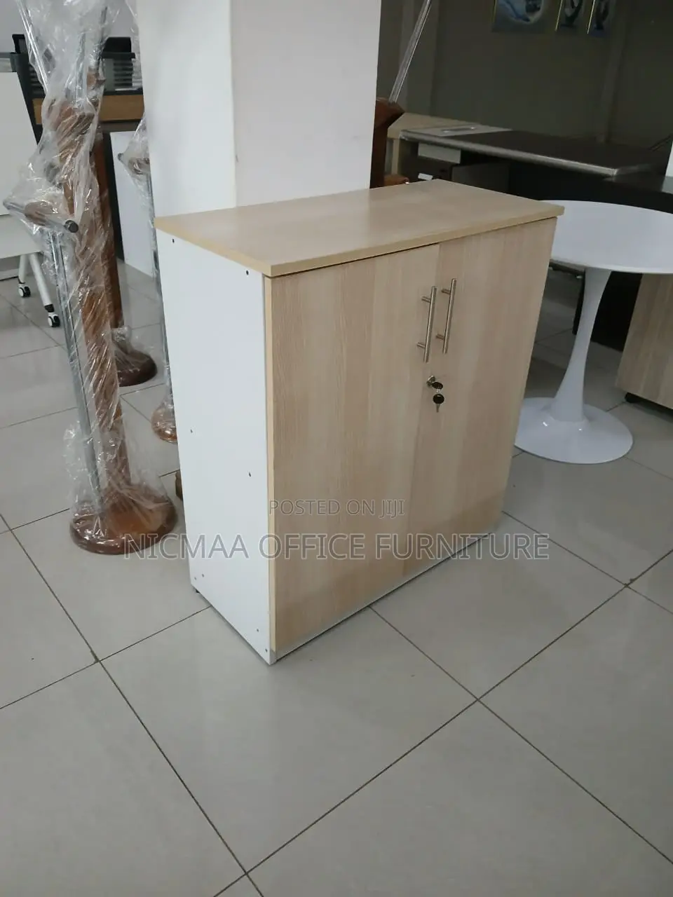 Two-Tone Finish Modern Lockable Storage Cabinet