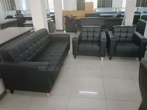 5-Seater Executive Black Leather Sofa Set