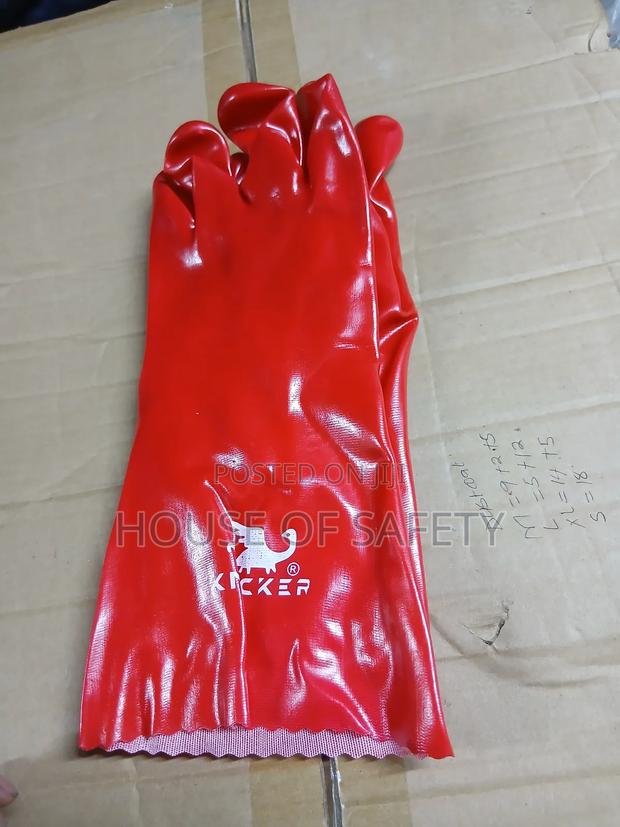 Rubber Stylish Gloves In Red - main view