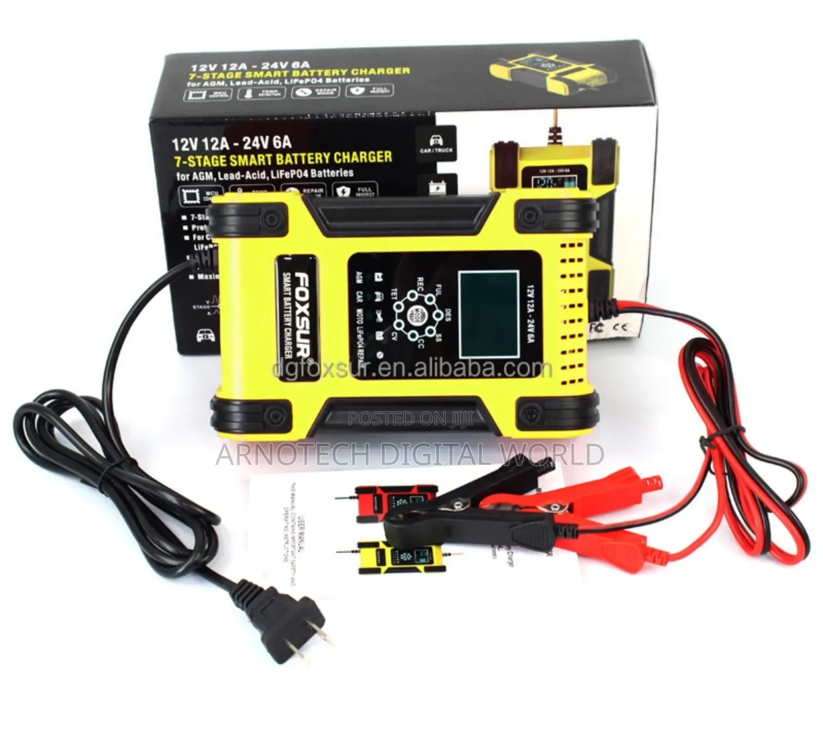 Foxsur 12v /24vlcd Pulse Repair Battery Charger