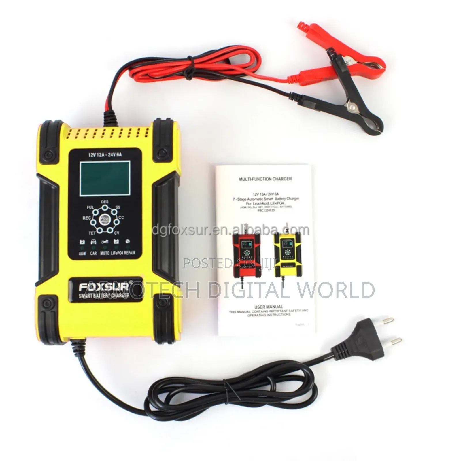 Foxsur 12v /24vlcd Pulse Repair Battery Charger