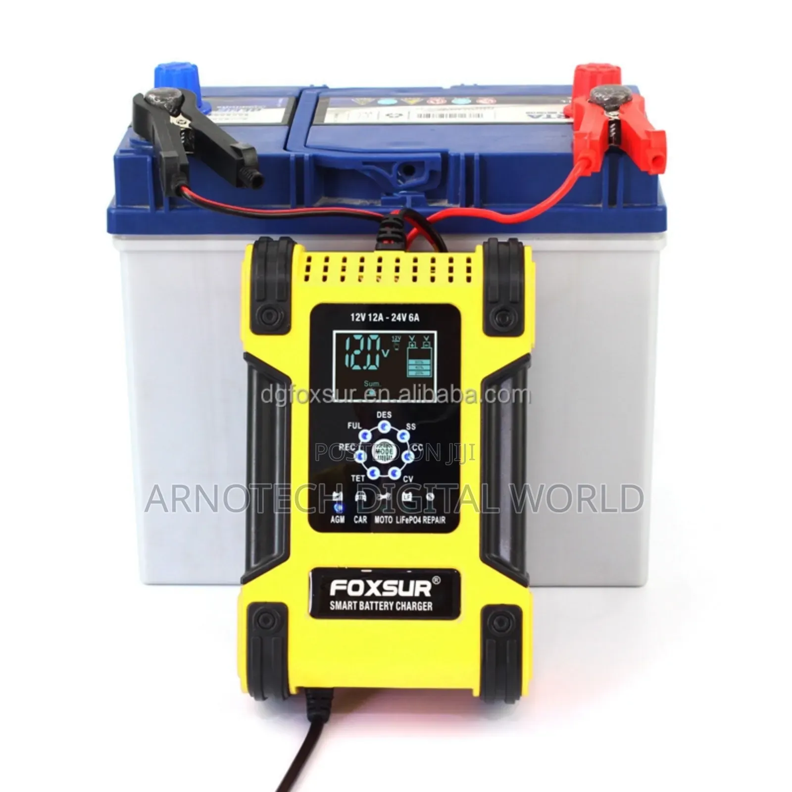 Foxsur 12v /24vlcd Pulse Repair Battery Charger