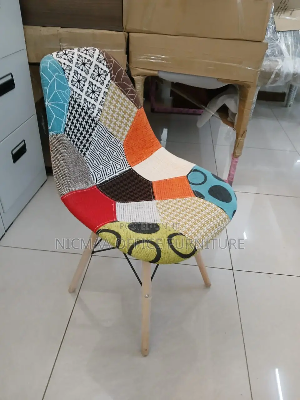 Mid-Century Style Modern Patchwork Accent Chair