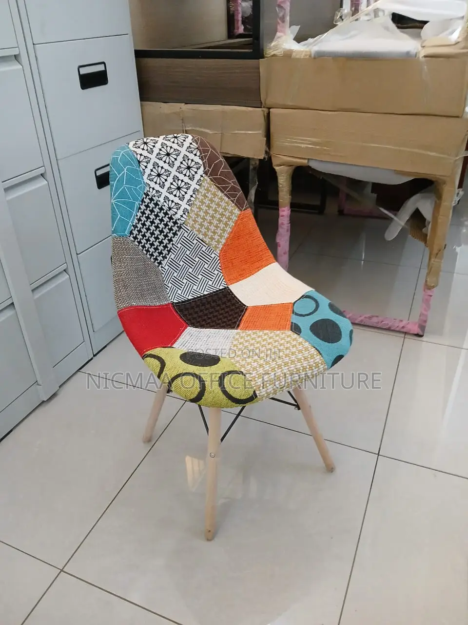 Mid-Century Style Modern Patchwork Accent Chair