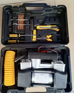 Compact Tire Inflator With Complete Repair Tools
