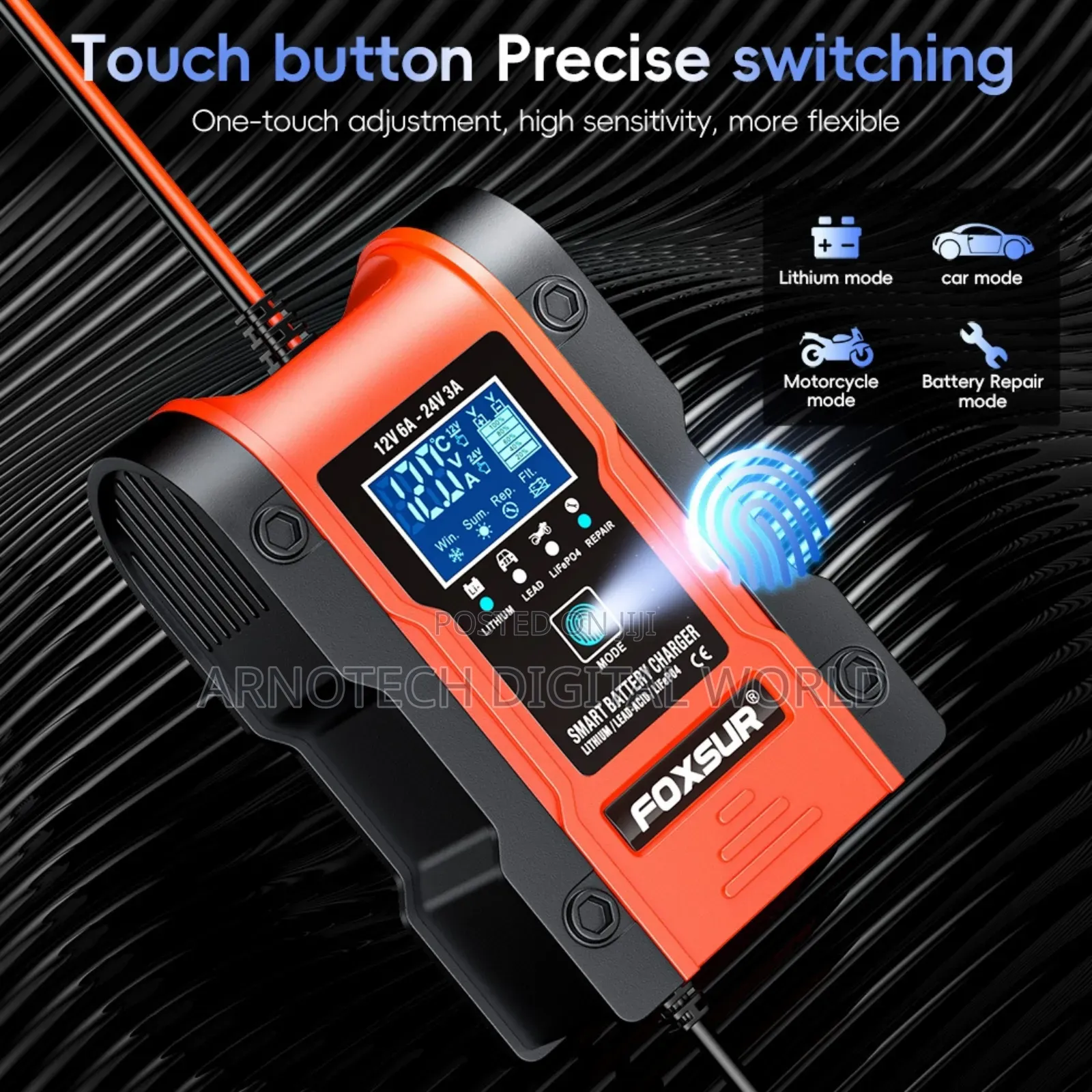 Foxsur Automatic 12v/24v LCD Pulse Repair Battery Charger