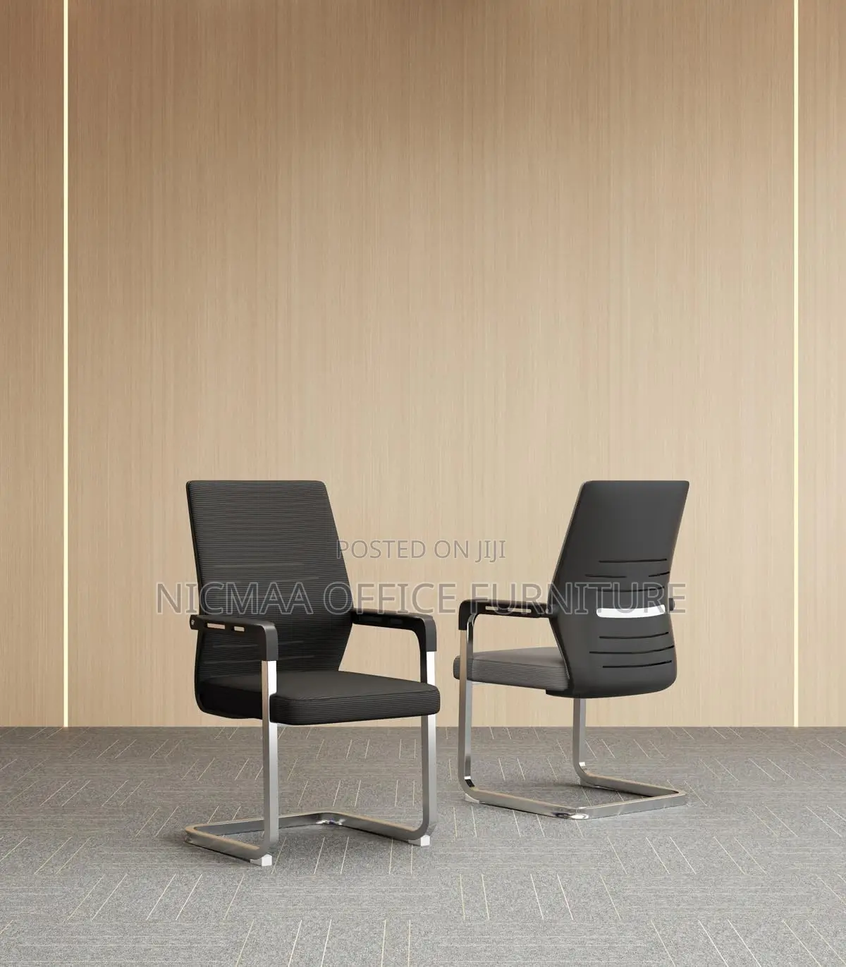 Sleek Black White Finish Cantilever Seat